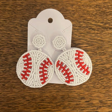 Load image into Gallery viewer, Baseball Bead Earrings
