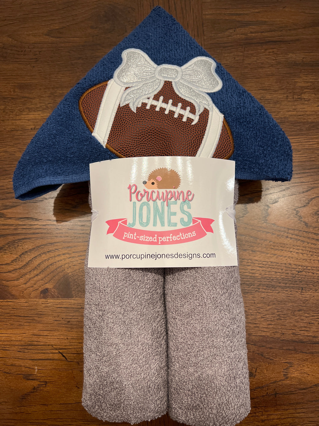 Football Bow Hooded Towel